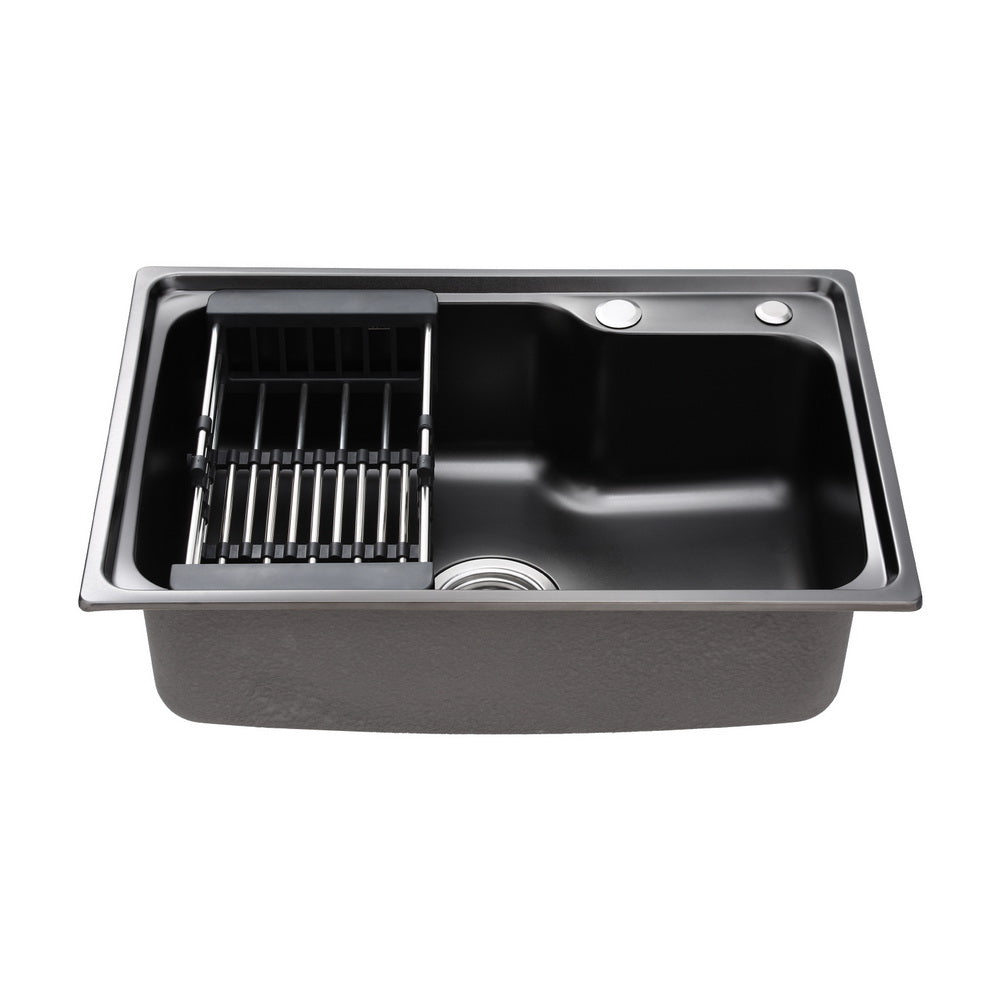 Kitchen Sink 61X43CM Stainless Steel Basin Single Bowl - Black