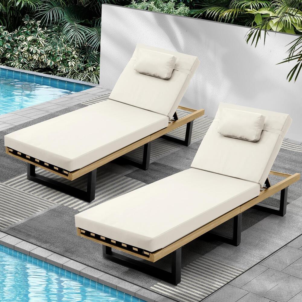 Sun Lounge Outdoor Lounger Beige/Grey