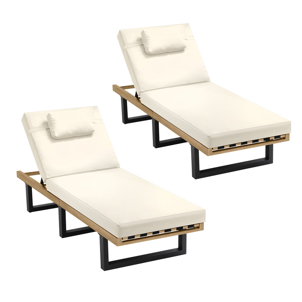 2X Sun Lounge Outdoor Lounger Beige