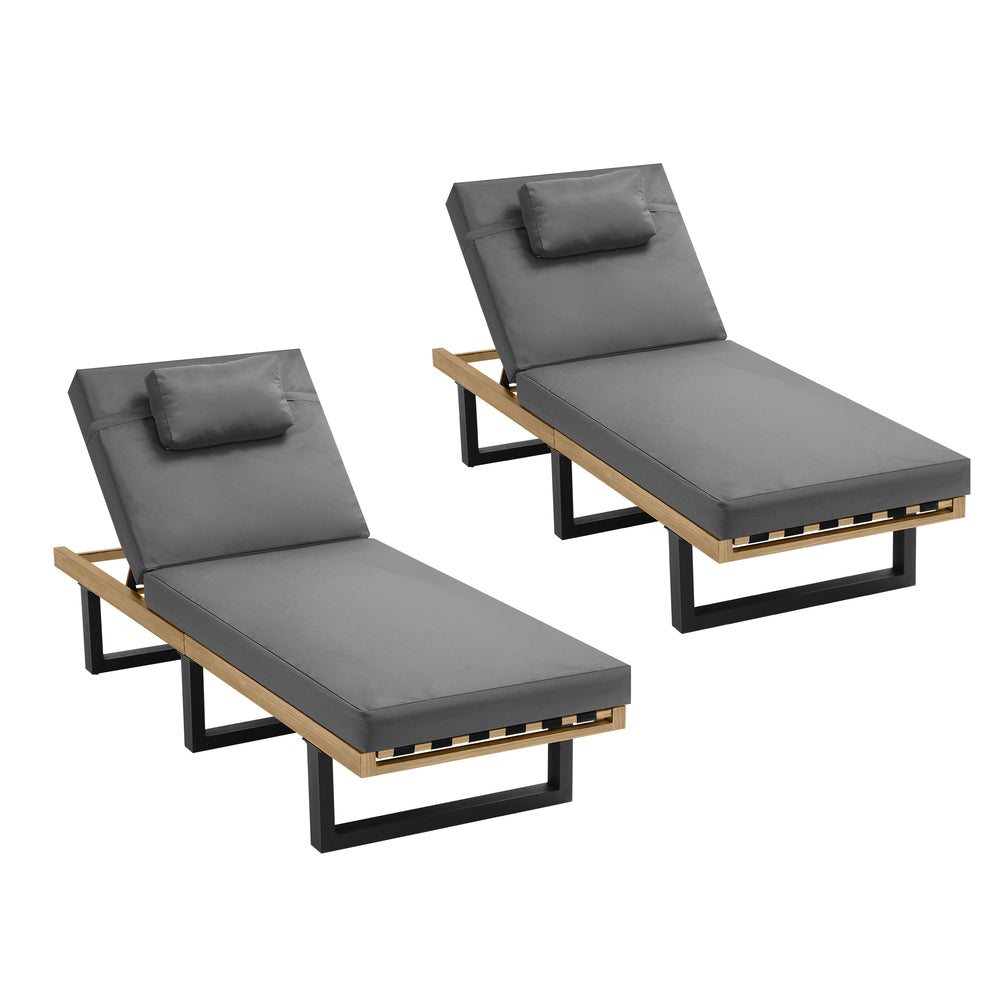 2X Sun Lounge Outdoor Lounger Grey