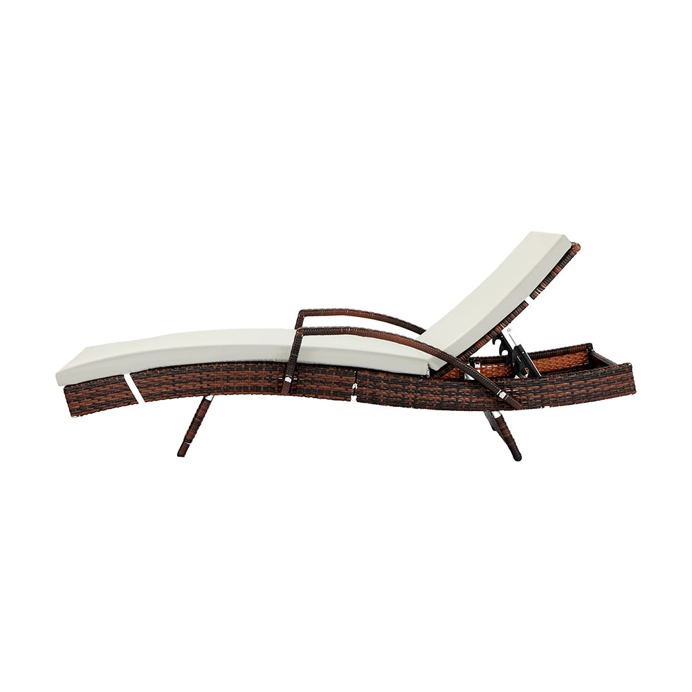 Outdoor Sun Lounger Waterproof Adjustable Black.Beige&Brown