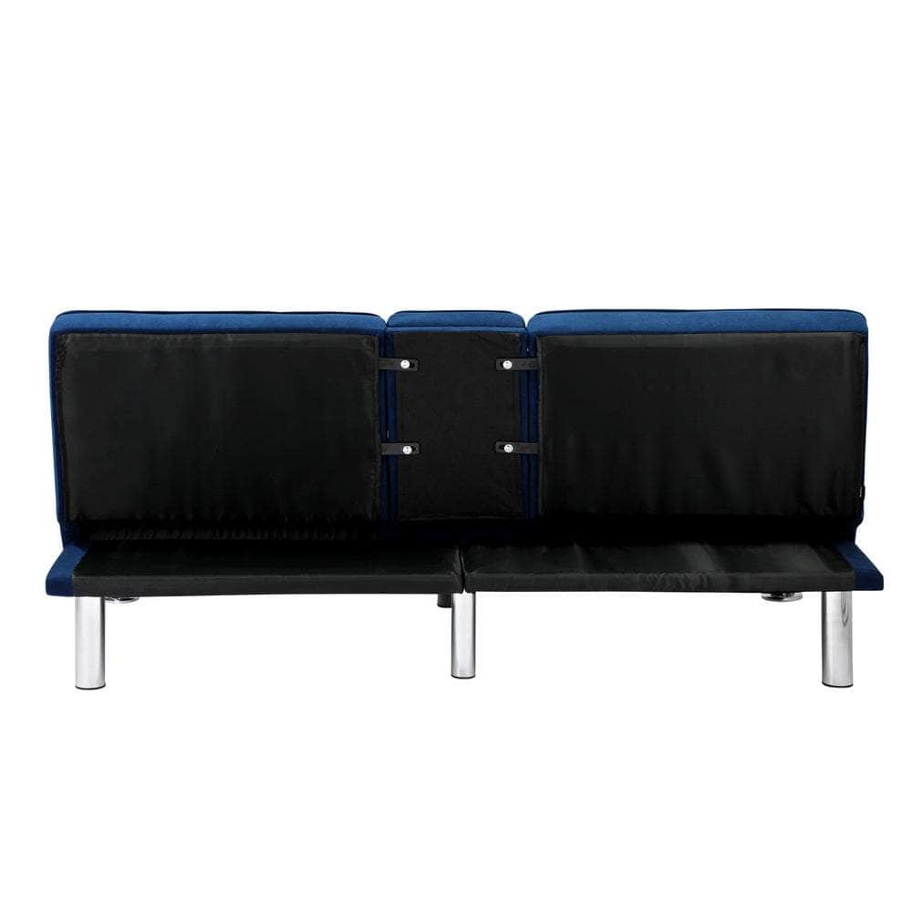 Sofa Bed 3 Seater with Cup Holder Velvet Blue