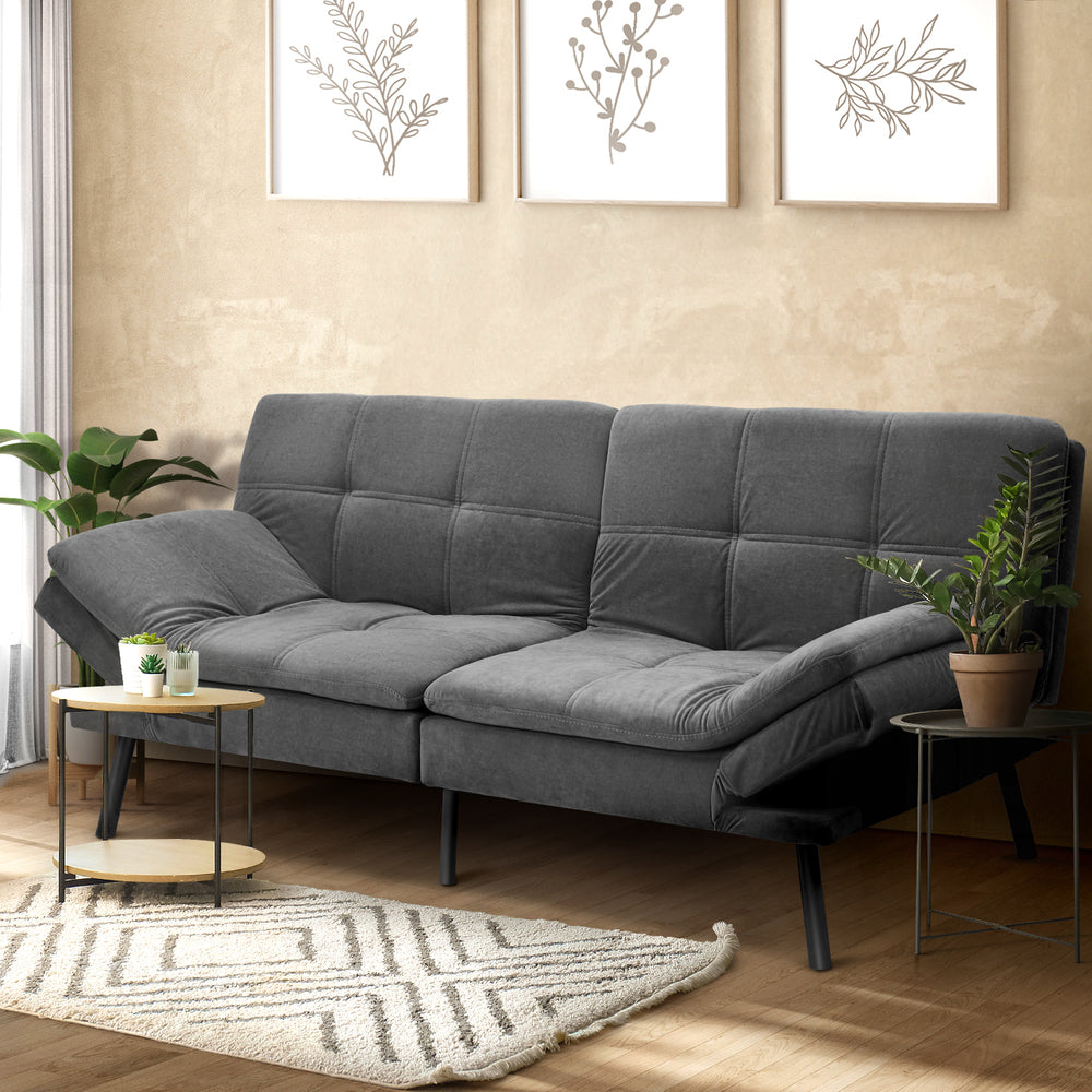 Sofa Bed Convertible Leather Polyester 3-Seater