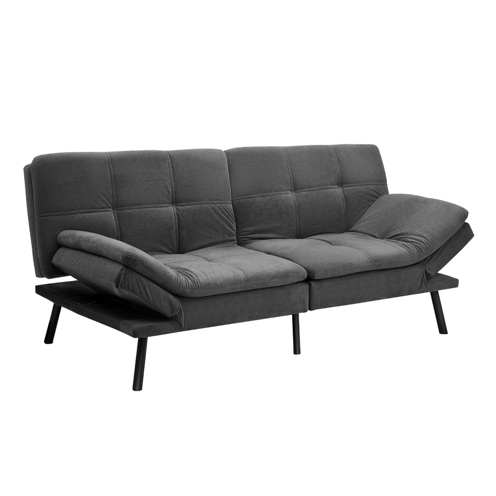 Sofa Bed Convertible Leather Polyester 3-Seater