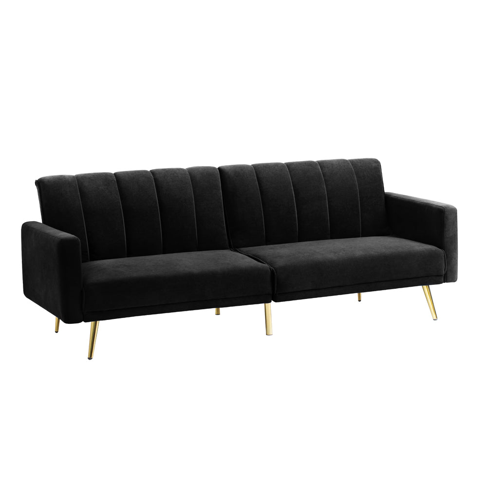 3-Seater Sofa Bed Velvet Black