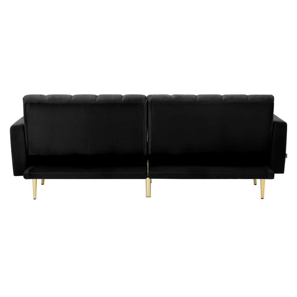 3-Seater Sofa Bed Velvet Black/Blue