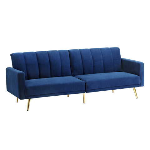 3 Seater Sofa Bed Velvet Blue