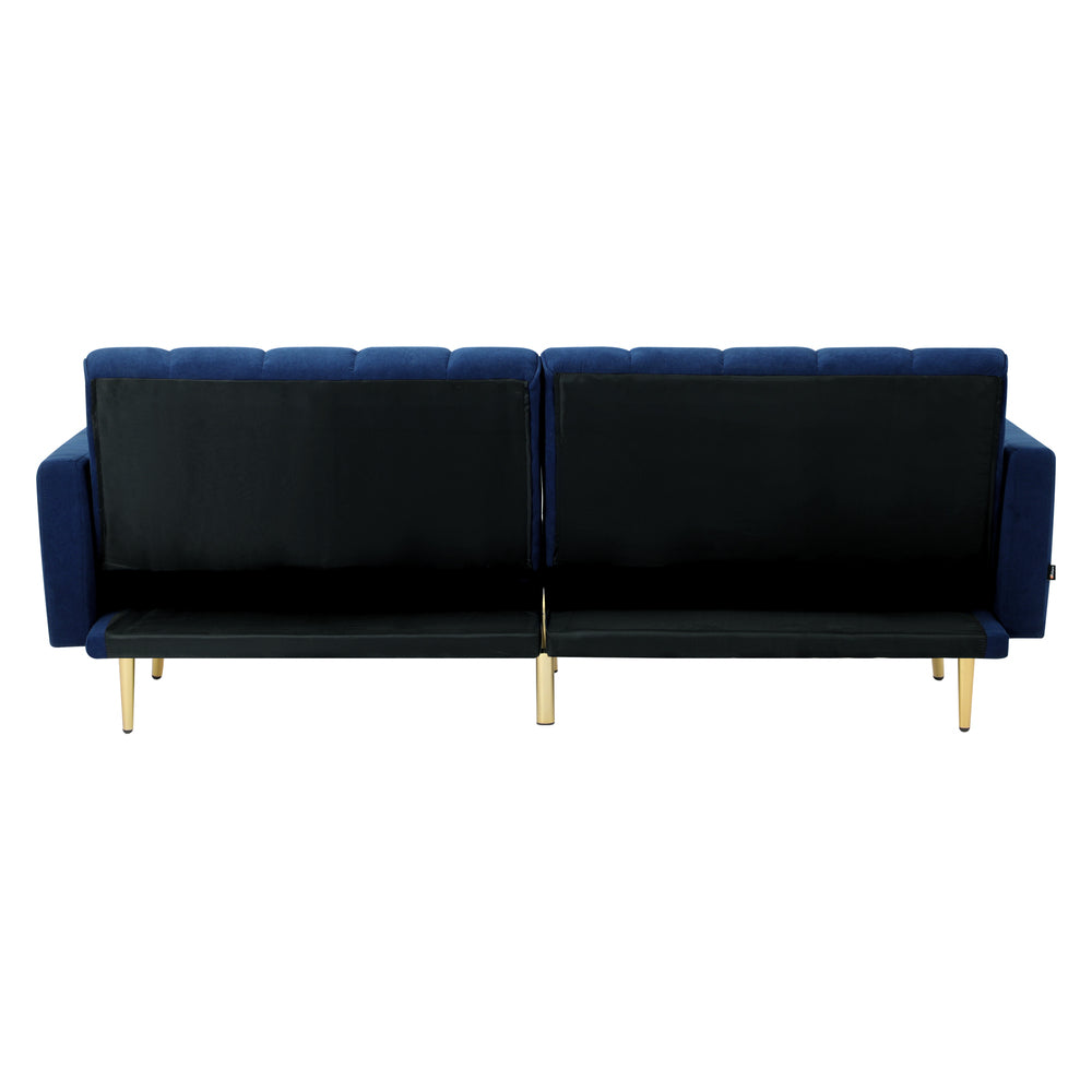 3-Seater Sofa Bed Velvet Black/Blue