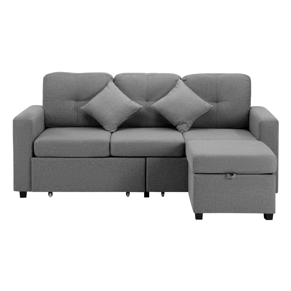 Sofa 3 Seater Chaise Modular Couch Drawers Ottoman Fabric