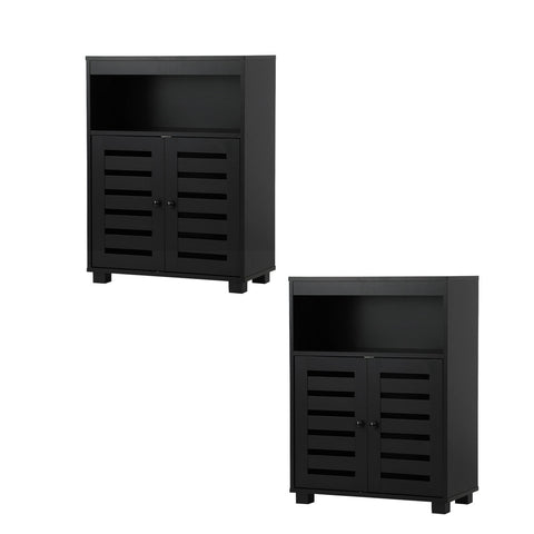 Shoes Storage Cabinet 2 Doors Black Set of 2