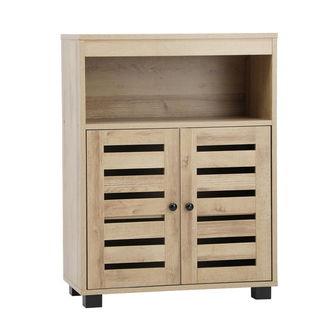 Shoes Storage Cabinet 2 Doors Black White Natural