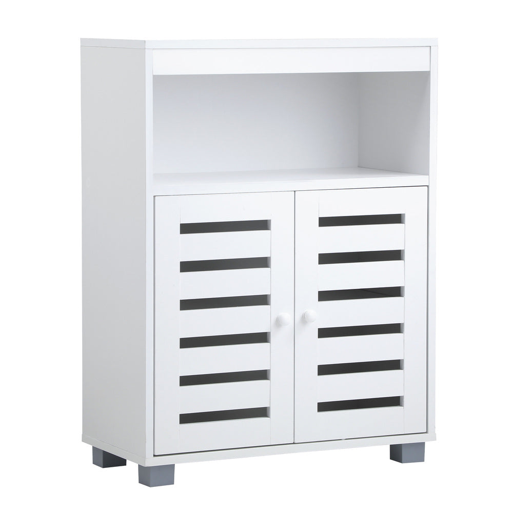 Shoes Storage Cabinet Organiser Shelf 2 Doors White