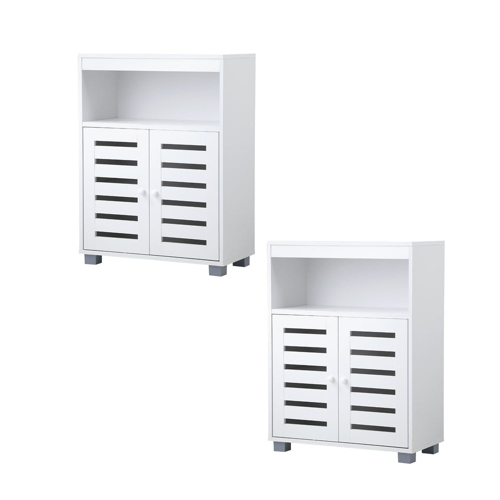 Shoes Storage Cabinet 2 Doors White Set of 2