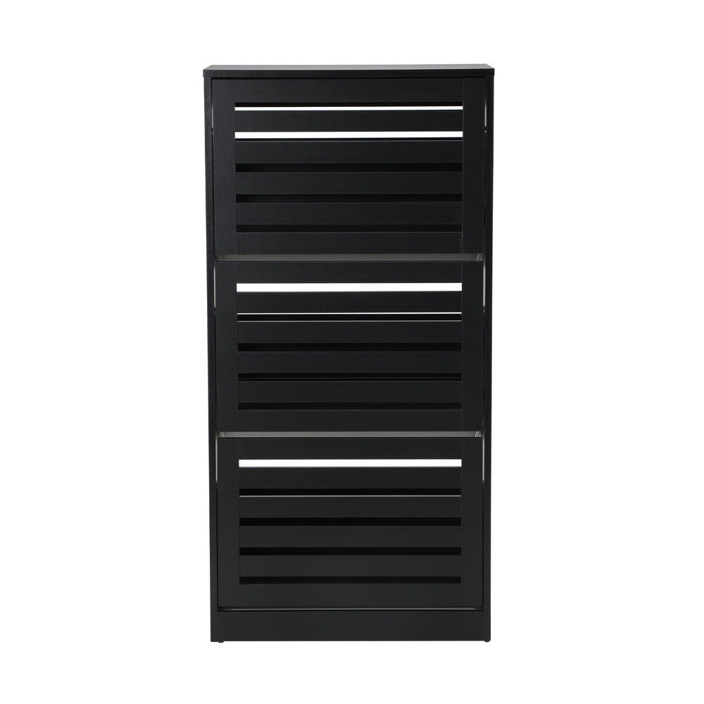 Shoe Storage Cabinet 3 Doors 45 Pairs Black