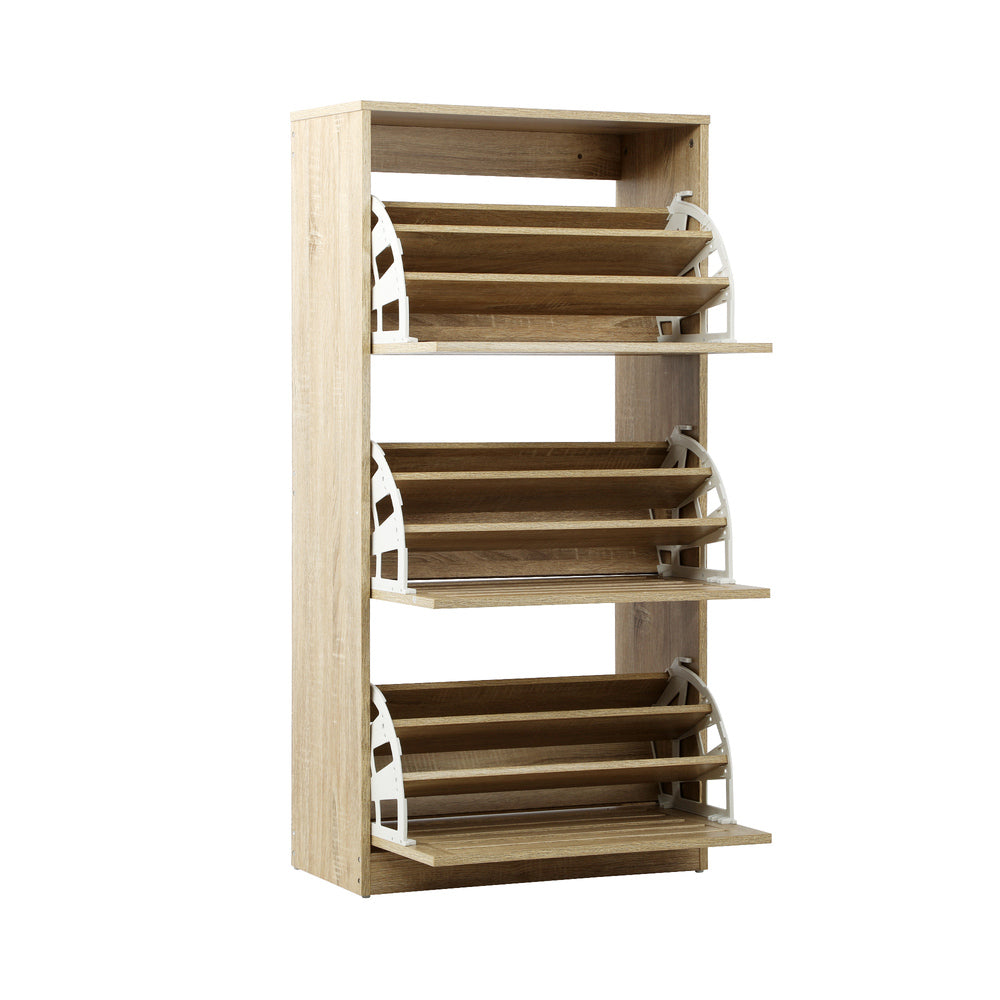 Shoes Rack Shoe Storage Cabinet Organiser Shelf 3 Doors 45 Pairs White/Wooden