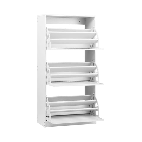 Shoes Rack Shoe Storage Cabinet Organiser Shelf 3 Doors 45 Pairs White/Wooden