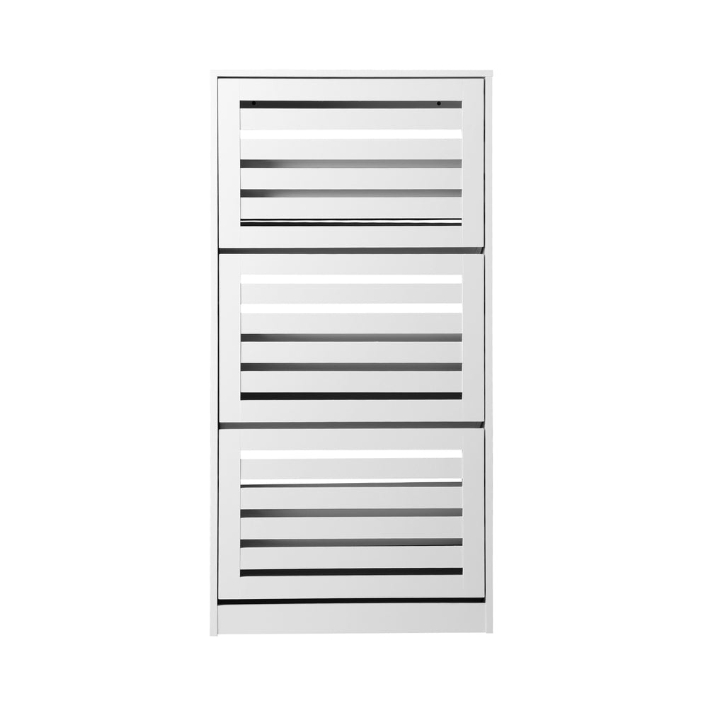 Shoes Rack Shoe Storage Cabinet Organiser Shelf 3 Doors 45 Pairs White/Wooden