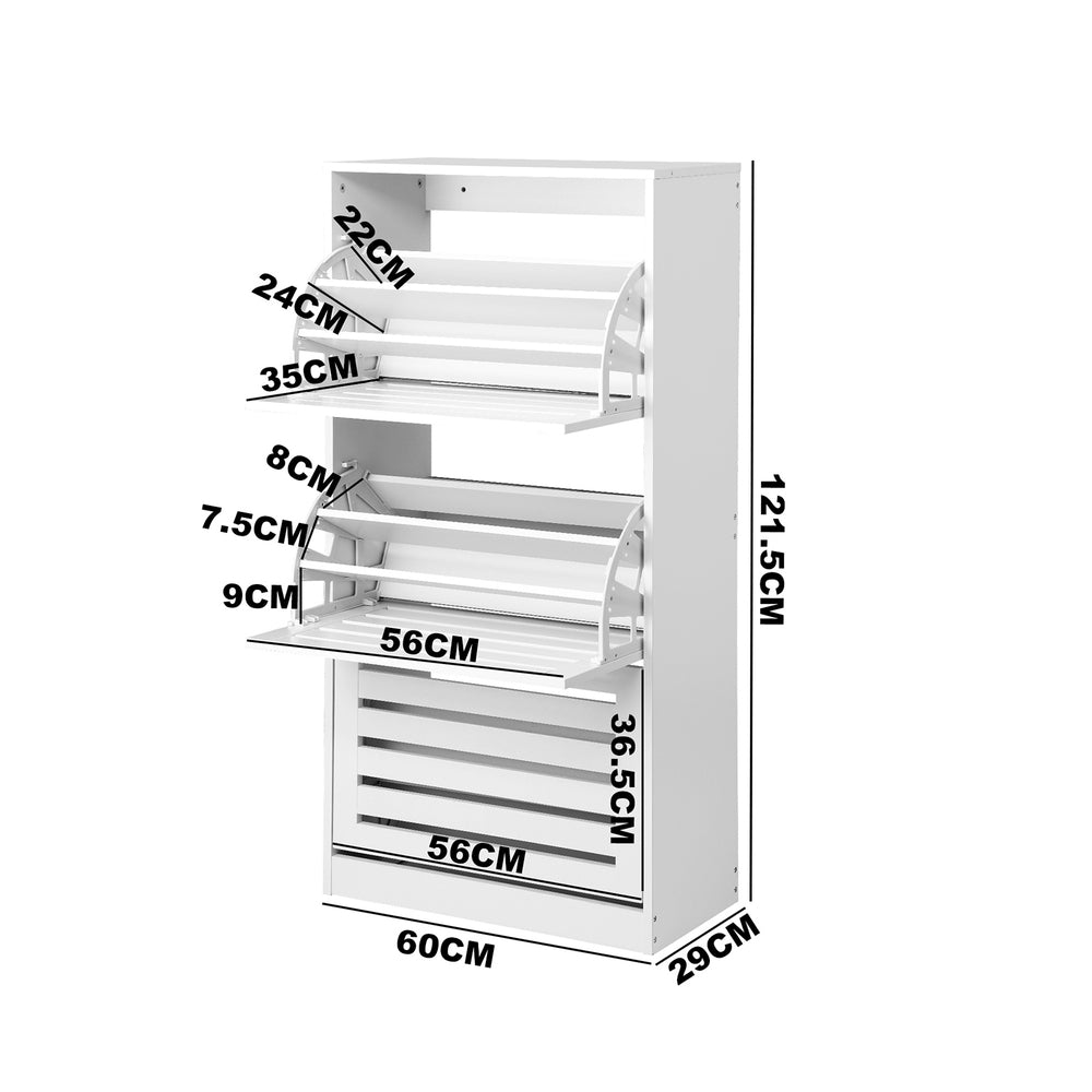 Shoes Rack Shoe Storage Cabinet Organiser Shelf 3 Doors 45 Pairs White/Wooden