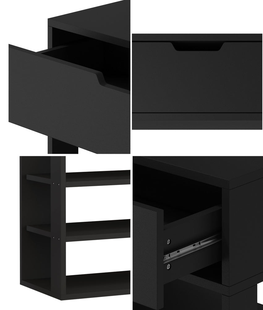 Shoes Storage Rack 5-tier Shelves with Drawer Black/Natural/White