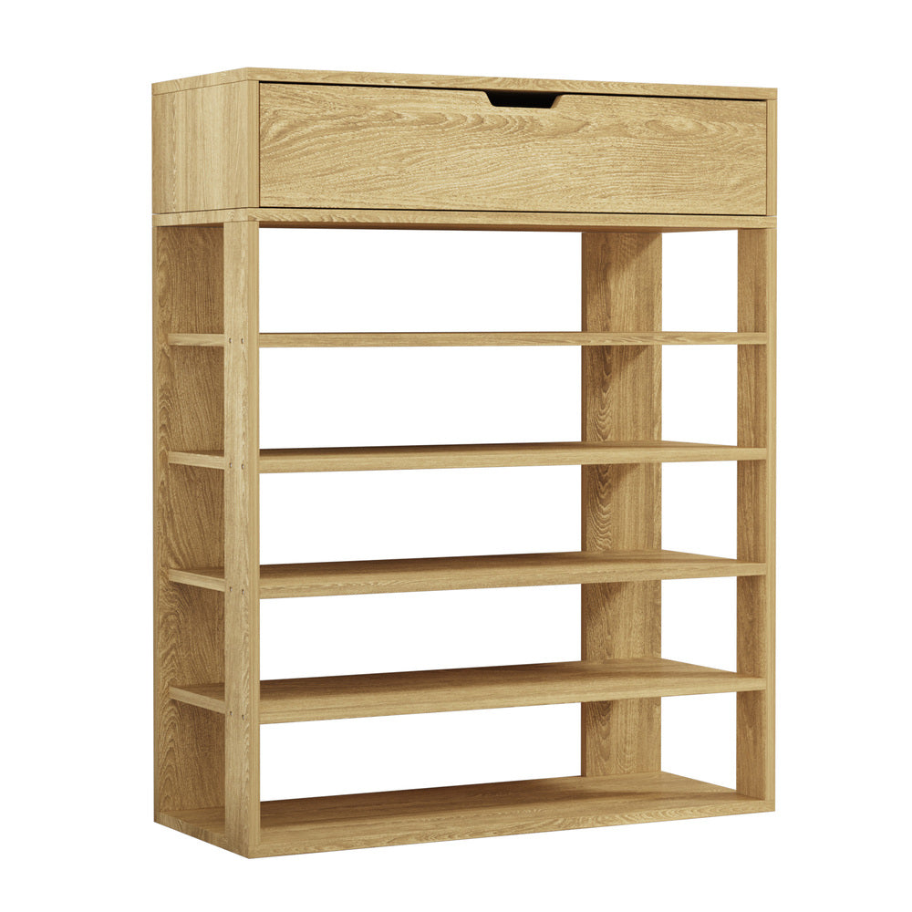 Shoes Storage Rack 5-tier Shelves with Drawer Black/Natural/White