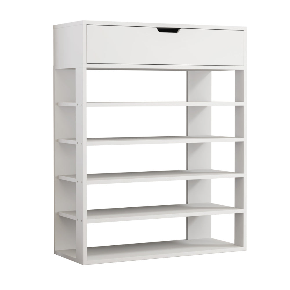 Shoes Storage Rack 5-tier Shelves with Drawer Black/Natural/White