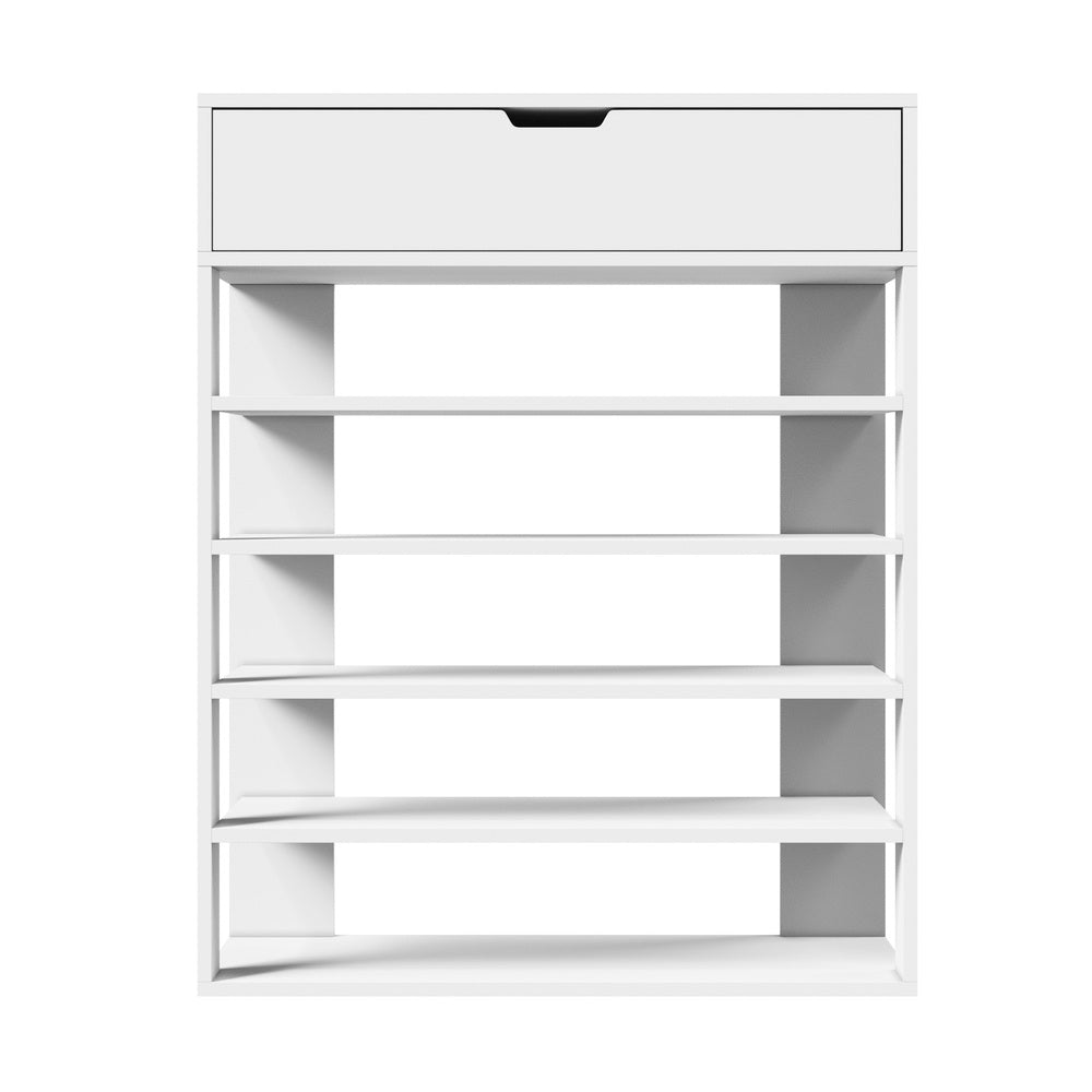 Shoes Storage Rack 5-tier Shelves with Drawer Black/Natural/White