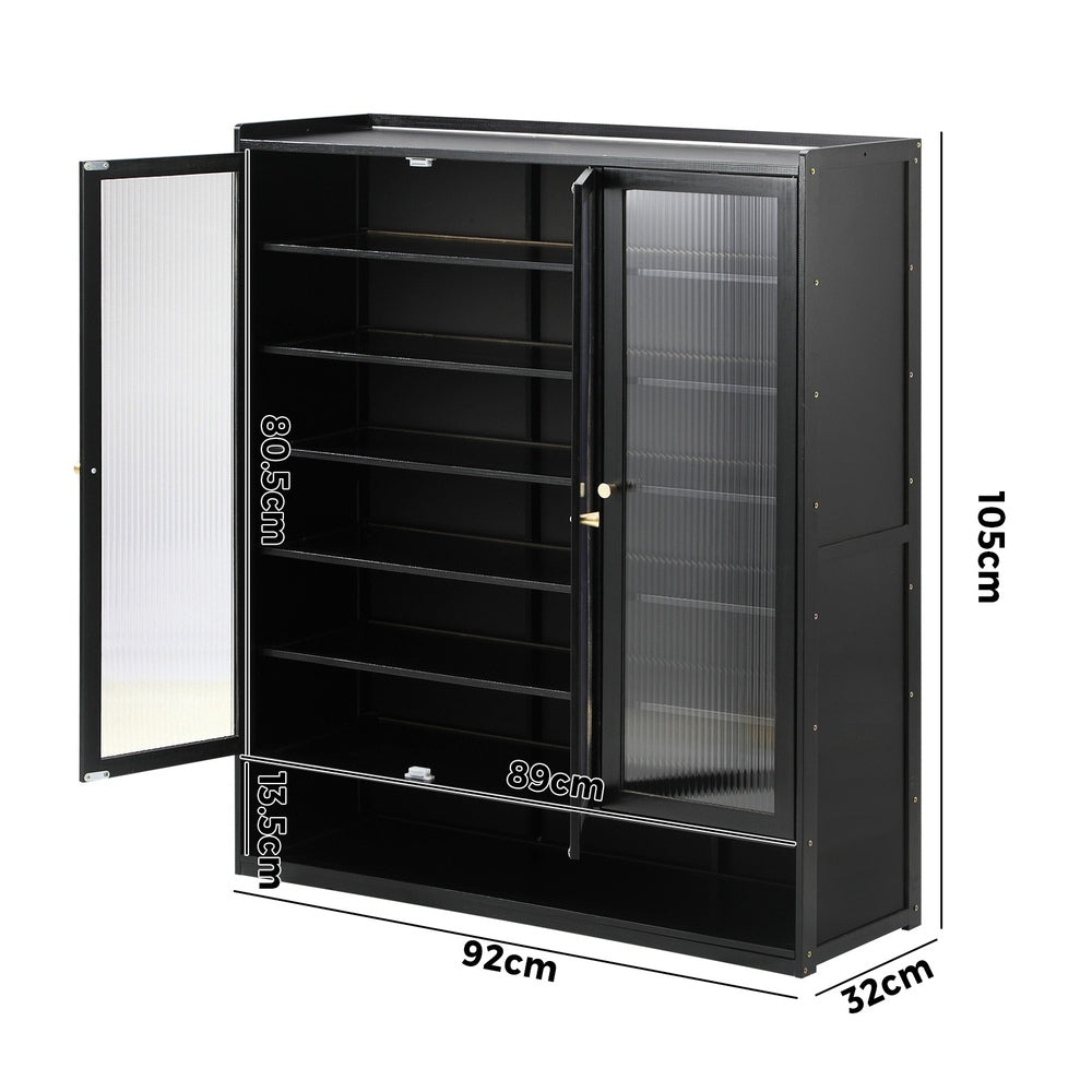 Shoe Cabinet 3 Doors Shelf Black