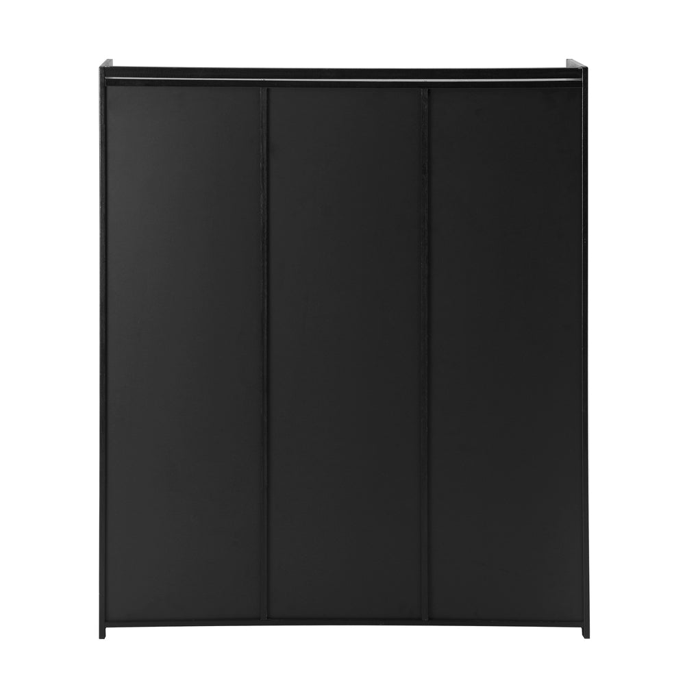 Shoe Cabinet 3 Doors Shelf Black