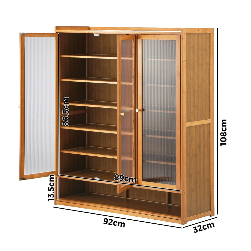 Shoe Storage Cabinet 3/4 Doors 7 Shelves Brown