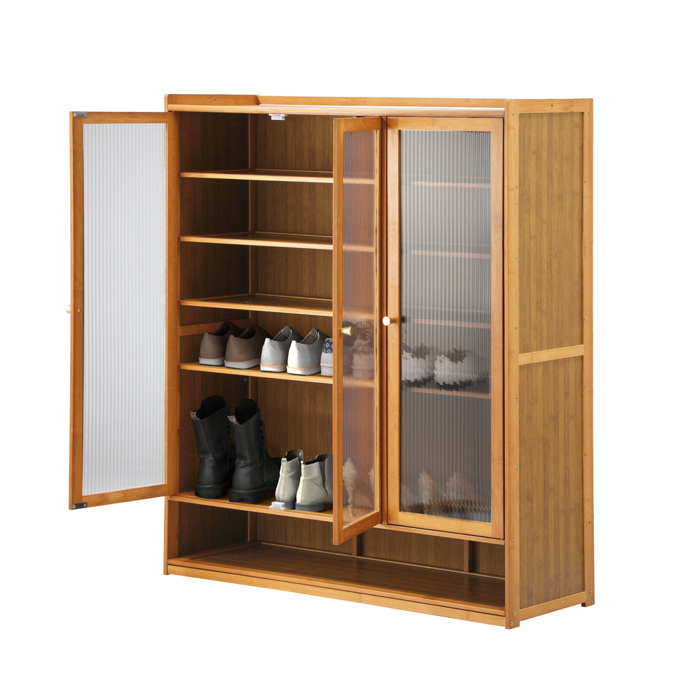 Shoe Storage Cabinet 3/4 Doors 7 Shelves Brown