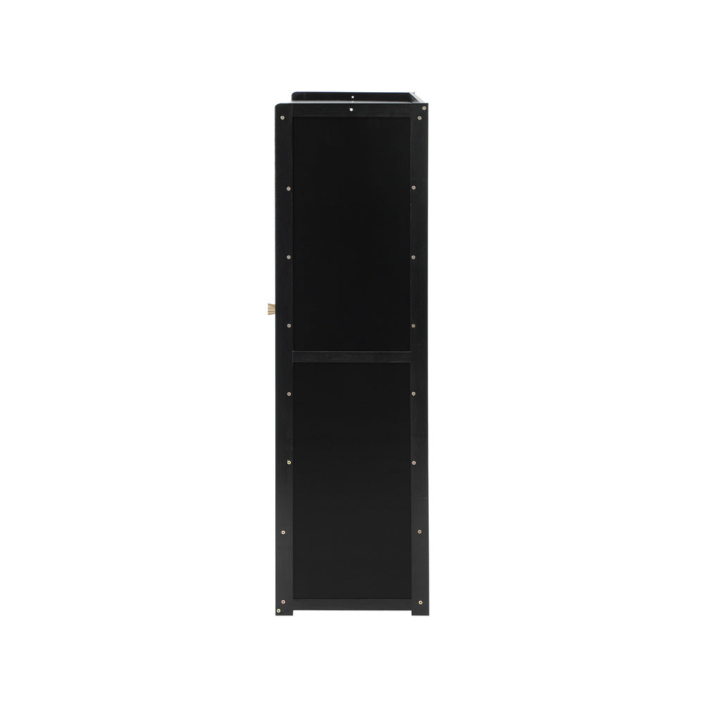 Shoe Storage Cabinet 4 Doors Shelf Black