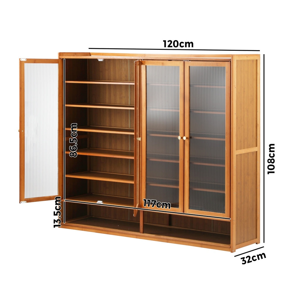 Shoe Storage Cabinet 3/4 Doors 7 Shelves Brown