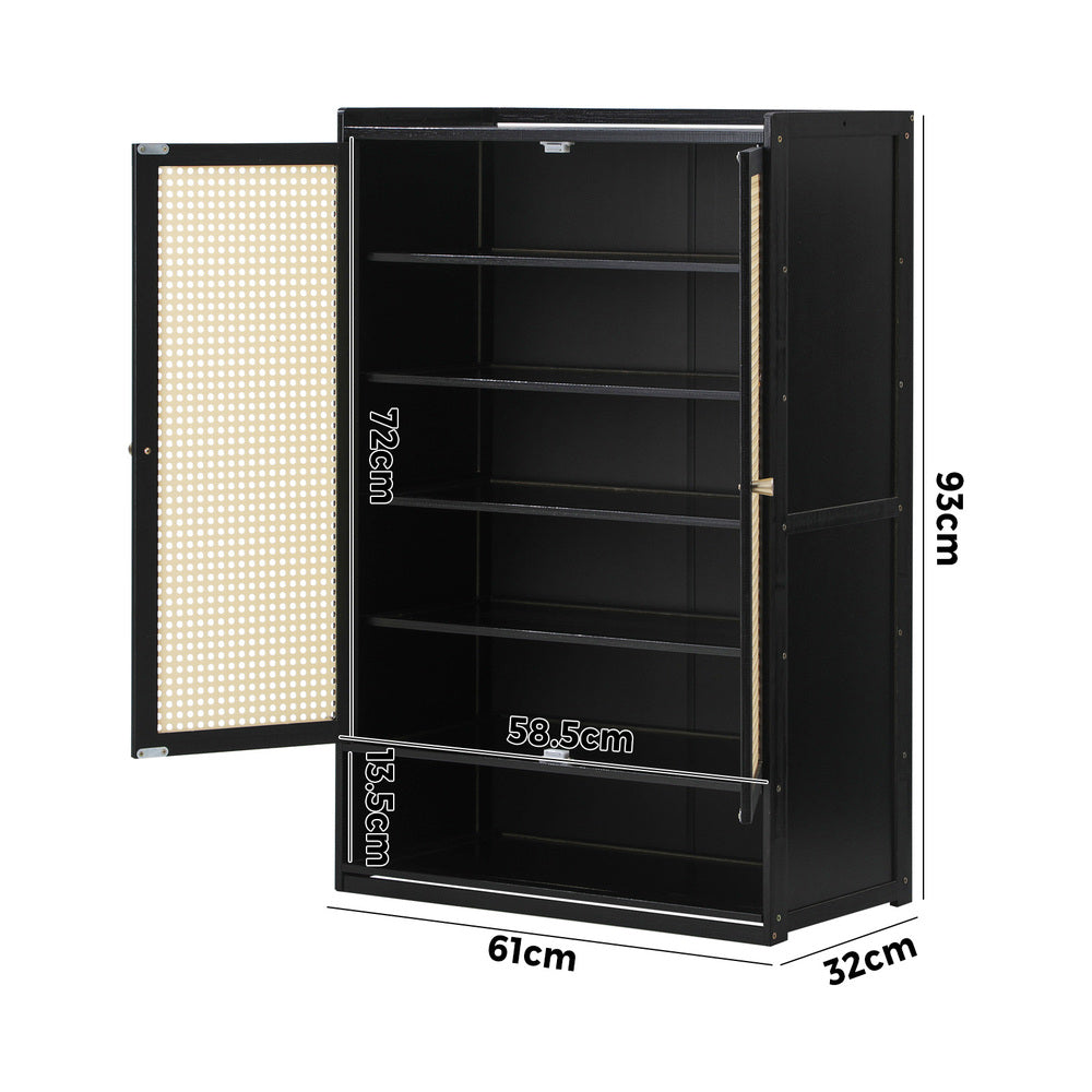 shoe-storage-cabinet-2-doors-rattan-black