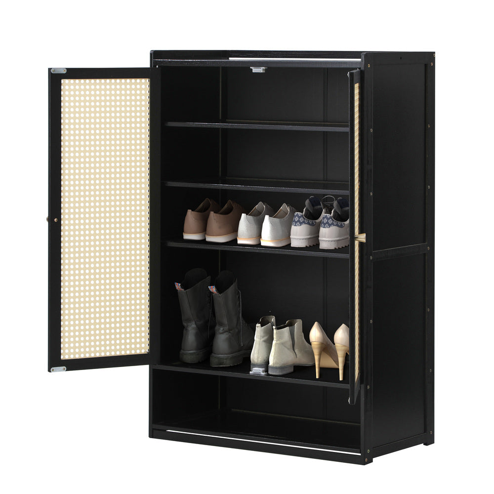 shoe-storage-cabinet-2-doors-rattan-black