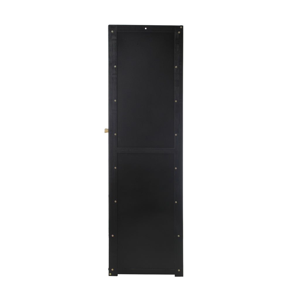 Shoe Storage Cabinet 4 Doors Rattan Black