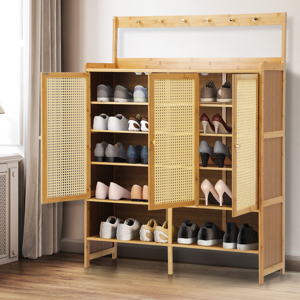 Shoe Storage Cabinet 3 Door with Hanging Hooks