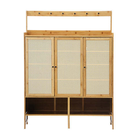 Shoe Storage Cabinet 3 Door with Hanging Hooks