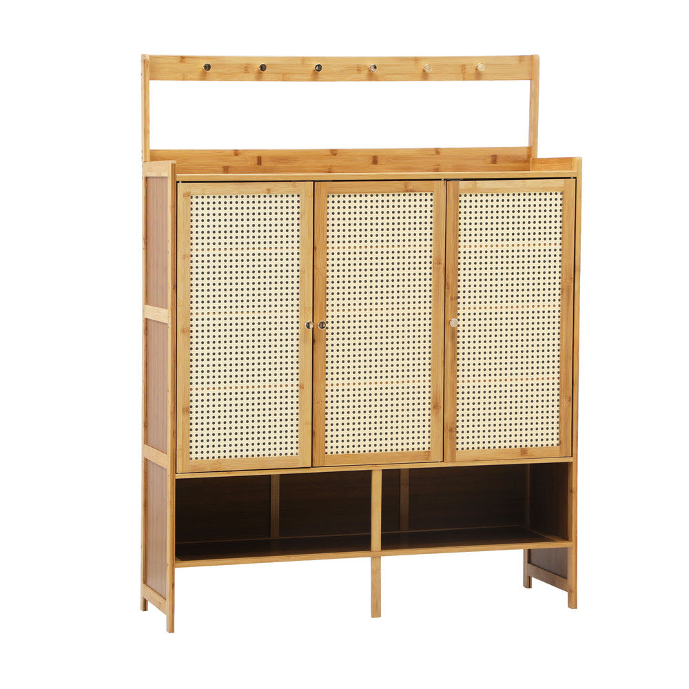 Shoe Storage Cabinet 3 Door with Hanging Hooks