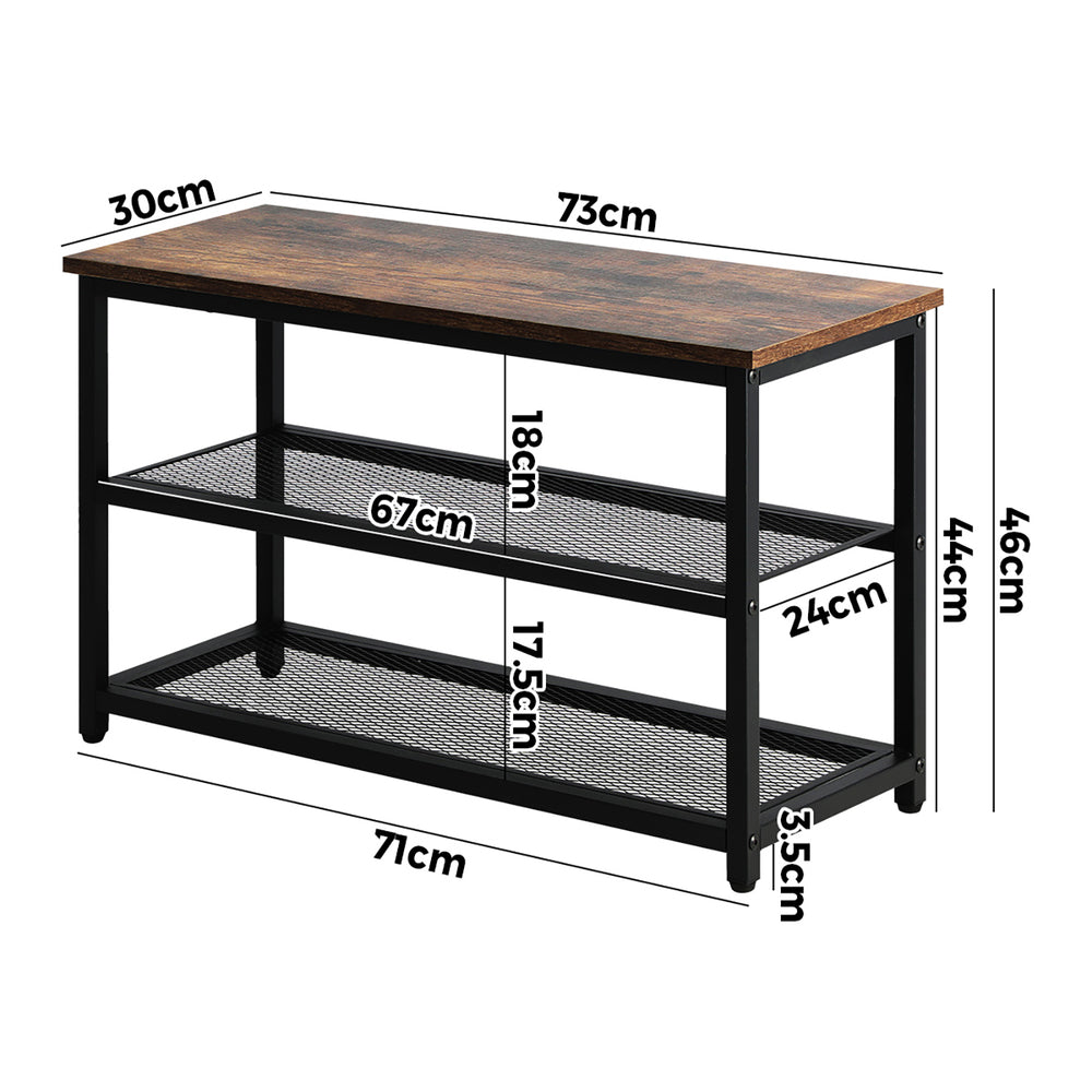 Shoe Cabinet Bench Shoes Rack Shelf Storage 3-Tier Industrial Furniture