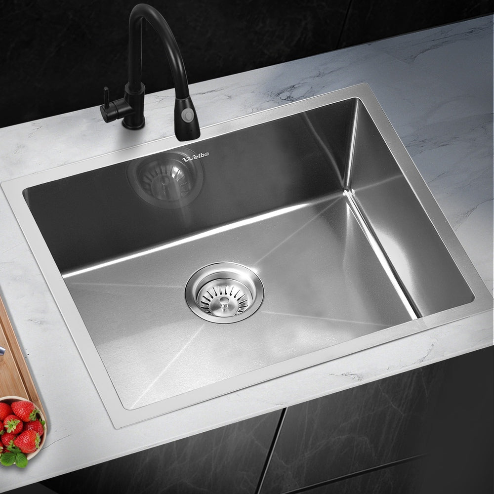 Kitchen Sink Stainless Steel Bathroom Laundry Basin Single Silver 58X44CM