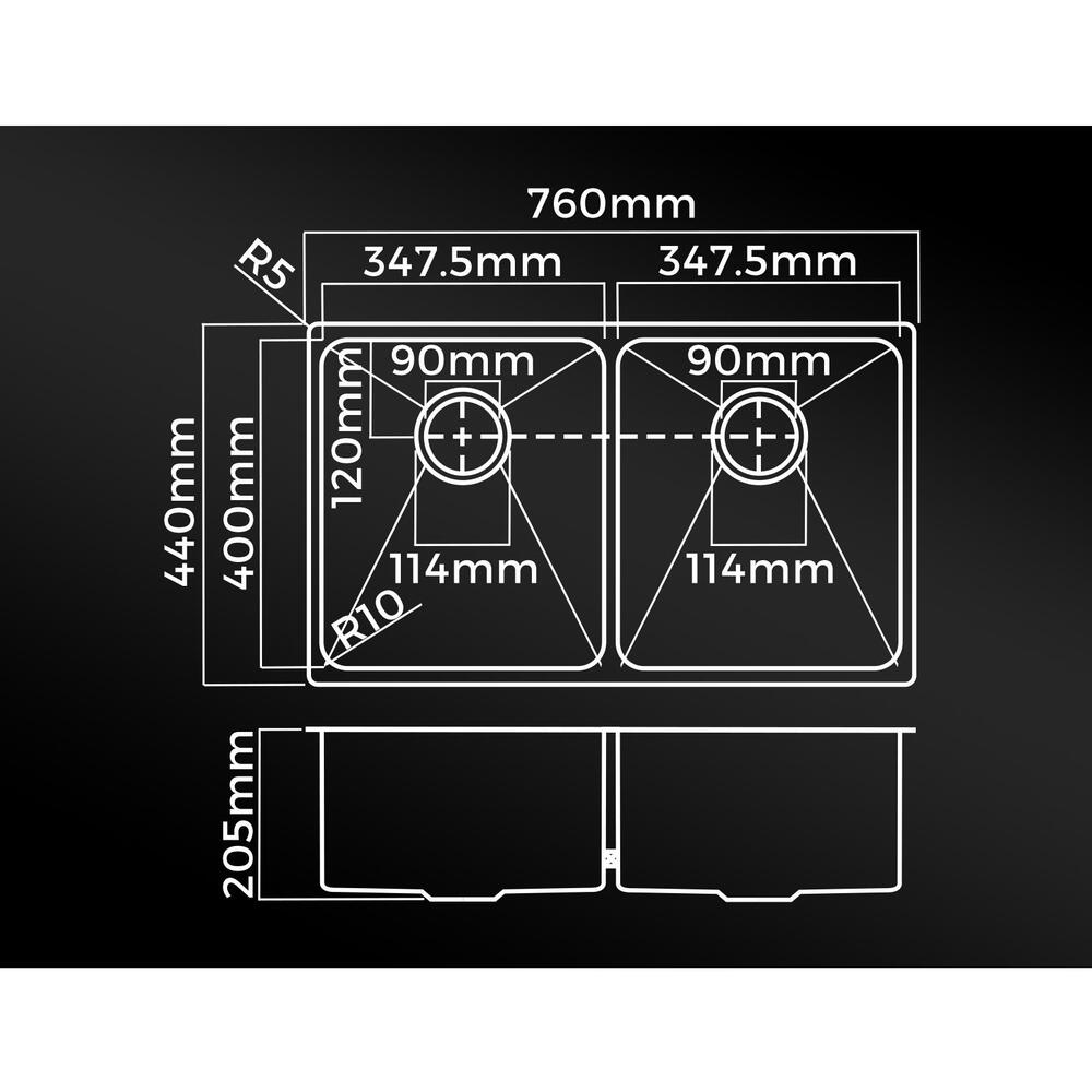 Kitchen Sink Sink Double Sink Stainless Steel Bowls 76 * 44 * 20.5CM