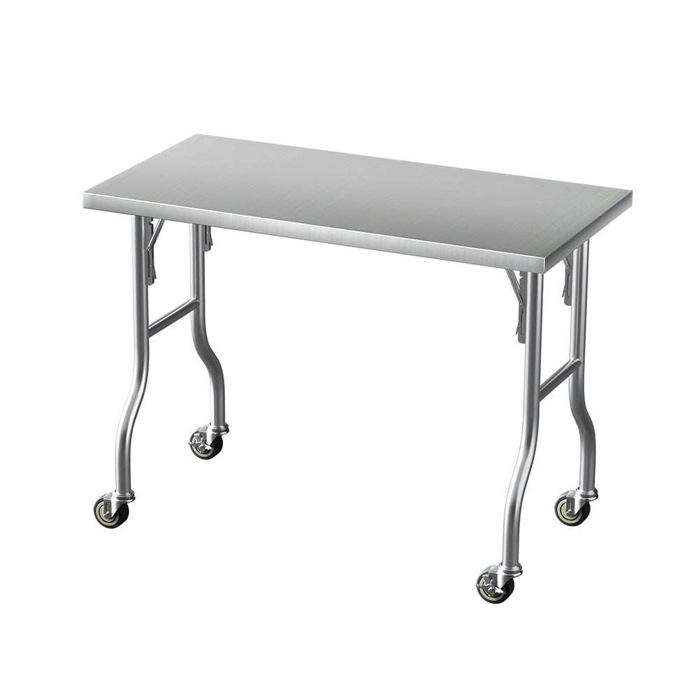 Stainless Steel Kitchen Benches Work Bench Wheels 122X61CM 430