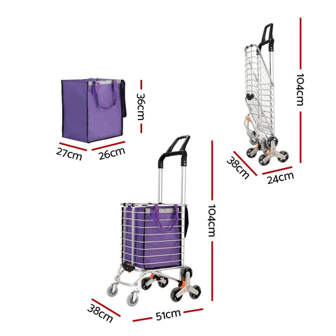 Foldable Shopping Cart Trolley 35L Grocery Bag Rolling Wheel Portable