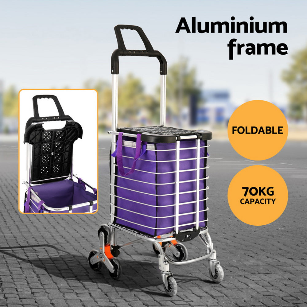 Foldable Shopping Cart Trolley 35L Grocery Bag Rolling Wheel Portable