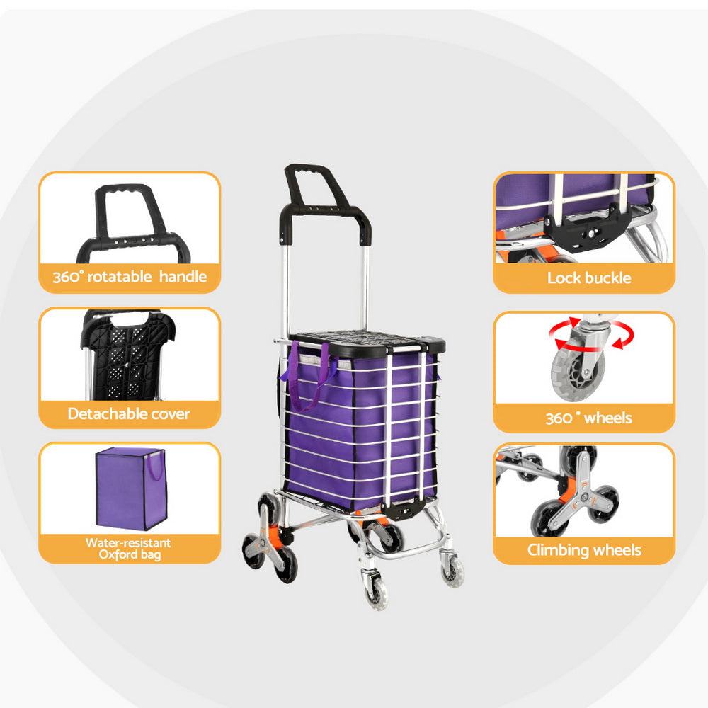 Foldable Shopping Cart Trolley 35L Grocery Bag Rolling Wheel Portable