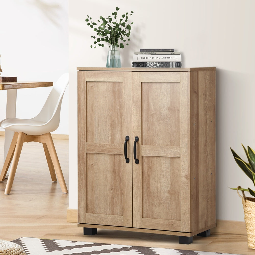 Storage Cabinet Buffet Sideboard 2 Door Black/Natural/White