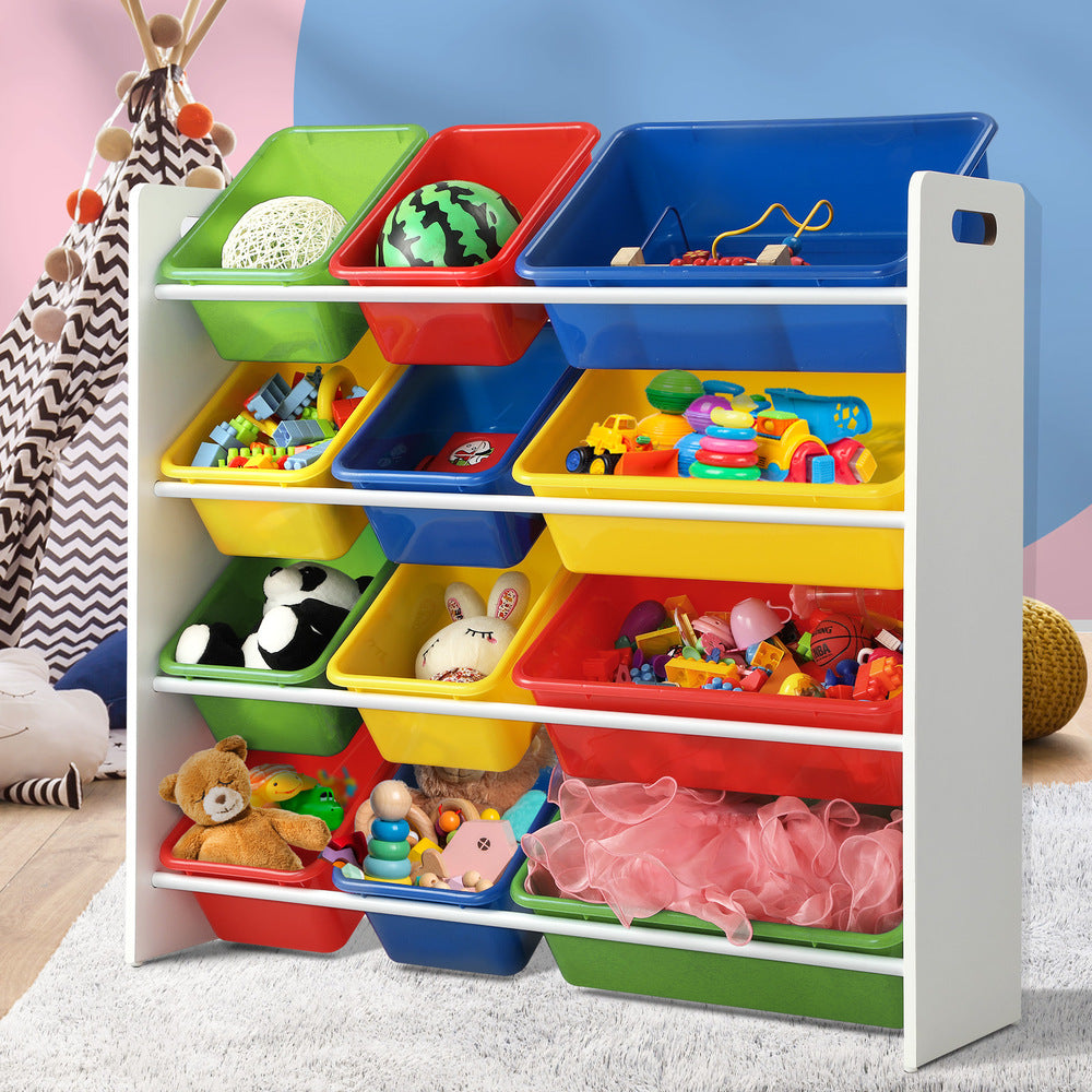 Kids Toy Box Organiser 12 Bins Display Shelf Storage Rack Drawer