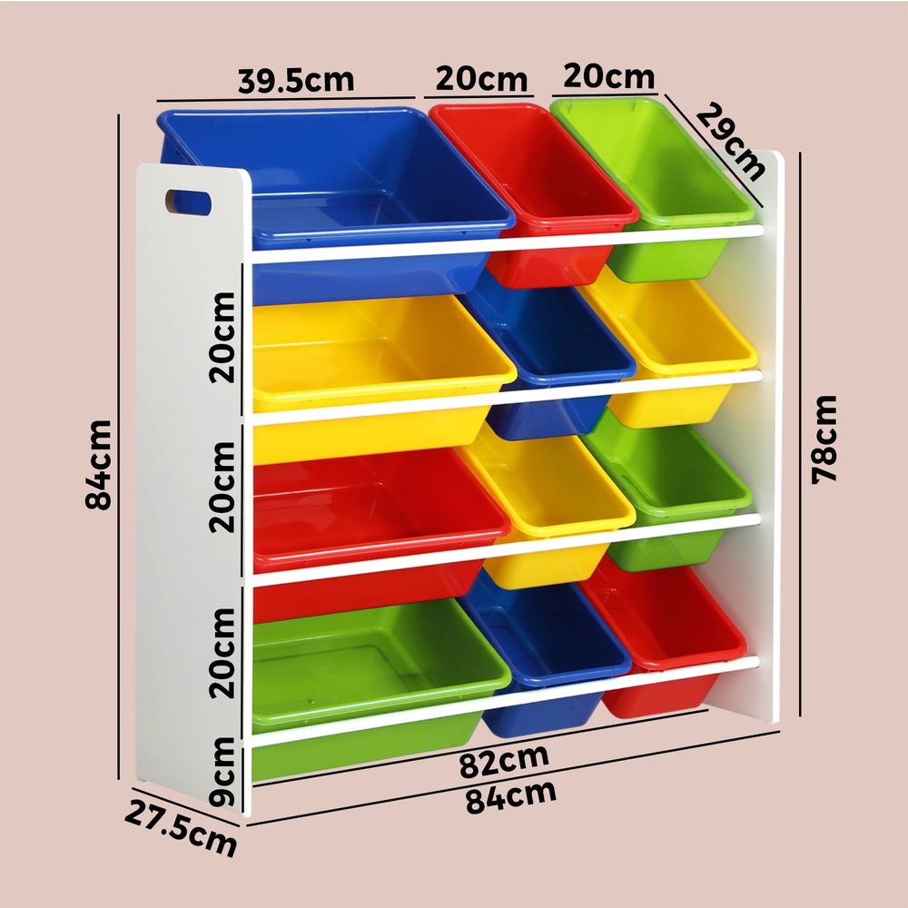 Kids Toy Box Organiser 12 Bins Display Shelf Storage Rack Drawer