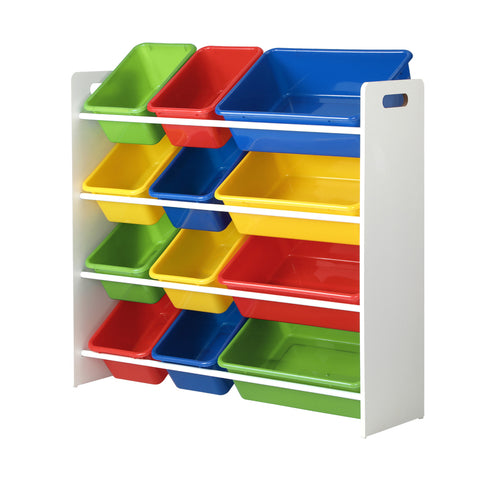 Kids Toy Box Organiser 12 Bins Display Shelf Storage Rack Drawer