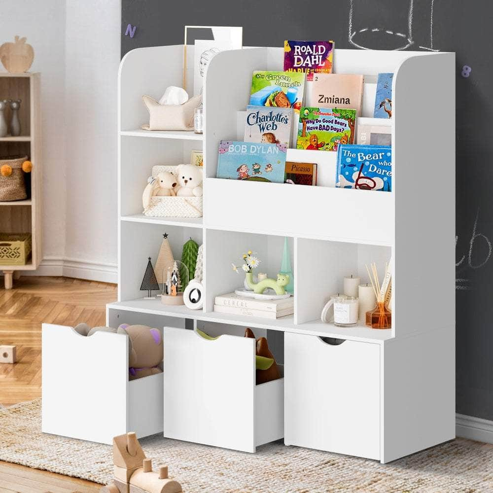 Kids Bookcase Toy Organiser Cabinet With Chest